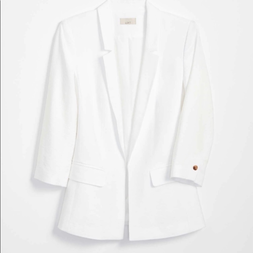 NWT LOFT 3/4 Sleeve Soft Blazer Jacket White 2